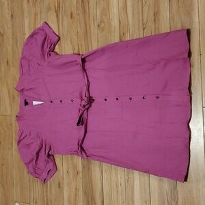 Ann Taylor Purple Puff Sleeve Tie Waist Shirt Dress